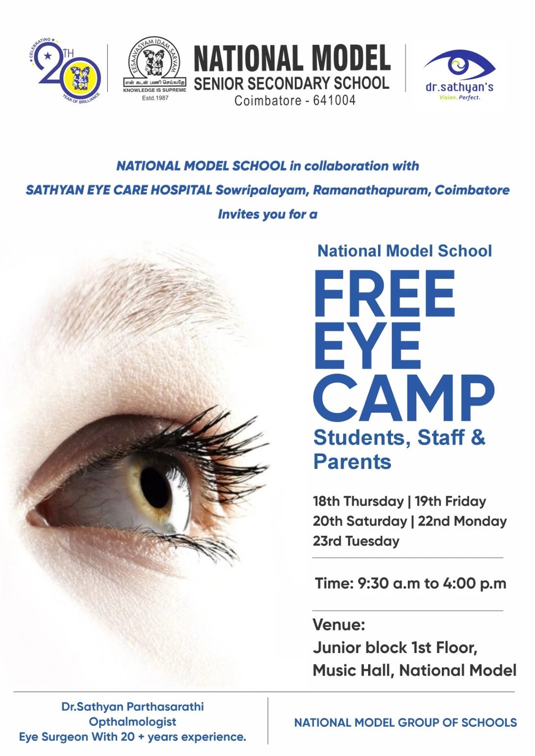 Free Eye Camp at National Model School